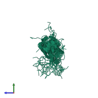 PDB entry 2k5q coloured by chain, ensemble of 20 models, side view.