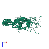 PDB entry 2k5q coloured by chain, ensemble of 20 models, top view.