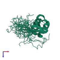 PDB entry 2k5r coloured by chain, ensemble of 20 models, top view.