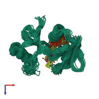 PDB entry 2k5t coloured by chain, ensemble of 20 models, top view.