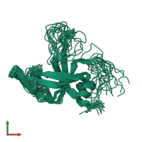 PDB entry 2k5w coloured by chain, ensemble of 20 models, front view.