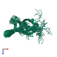 PDB entry 2k5w coloured by chain, ensemble of 20 models, top view.