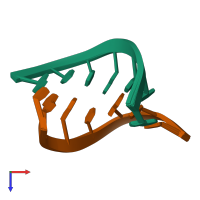 PDB entry 2k65 coloured by chain, ensemble of 20 models, top view.