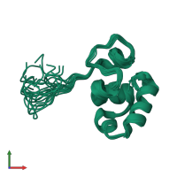 PDB entry 2k6m coloured by chain, ensemble of 22 models, front view.