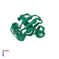 PDB entry 2k6p coloured by chain, ensemble of 20 models, top view.