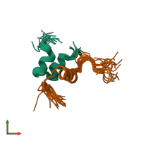 PDB entry 2k6t coloured by chain, ensemble of 20 models, front view.