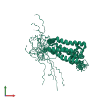 PDB entry 2k73 coloured by chain, ensemble of 20 models, front view.