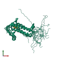 PDB entry 2k74 coloured by chain, ensemble of 20 models, front view.