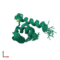 PDB entry 2k7b coloured by chain, ensemble of 15 models, front view.