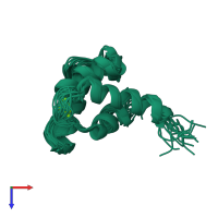 PDB entry 2k7b coloured by chain, ensemble of 15 models, top view.