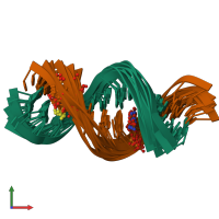 PDB entry 2k7e coloured by chain, ensemble of 10 models, front view.