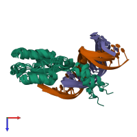 PDB entry 2k7f coloured by chain, ensemble of 4 models, top view.