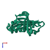 PDB entry 2k7h coloured by chain, ensemble of 20 models, top view.