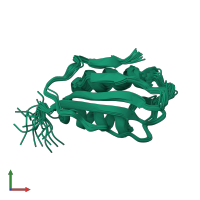 PDB entry 2k7j coloured by chain, ensemble of 20 models, front view.