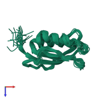 PDB entry 2k7j coloured by chain, ensemble of 20 models, top view.