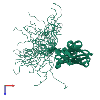 PDB entry 2k7p coloured by chain, ensemble of 40 models, top view.