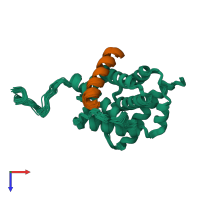 PDB entry 2k7w coloured by chain, ensemble of 20 models, top view.