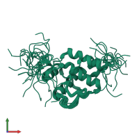 PDB entry 2k7x coloured by chain, ensemble of 21 models, front view.