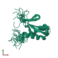 PDB entry 2k89 coloured by chain, ensemble of 15 models, front view.