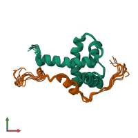 PDB entry 2k8f coloured by chain, ensemble of 10 models, front view.