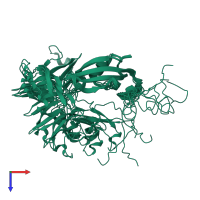 PDB entry 2k8i coloured by chain, ensemble of 10 models, top view.