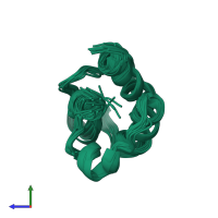 PDB entry 2k92 coloured by chain, ensemble of 20 models, side view.