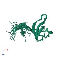 PDB entry 2k9g coloured by chain, ensemble of 20 models, top view.