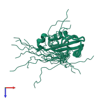 PDB entry 2k9k coloured by chain, ensemble of 20 models, top view.