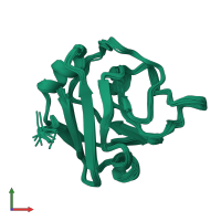 PDB entry 2ka0 coloured by chain, ensemble of 20 models, front view.