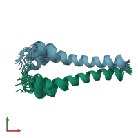 PDB entry 2ka1 coloured by chain, ensemble of 20 models, front view.