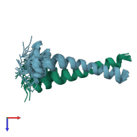 PDB entry 2ka1 coloured by chain, ensemble of 20 models, top view.