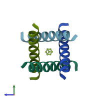 PDB entry 2kad coloured by chain, side view.