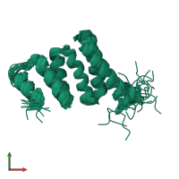 PDB entry 2kat coloured by chain, ensemble of 20 models, front view.