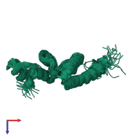 PDB entry 2kat coloured by chain, ensemble of 20 models, top view.