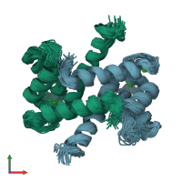 PDB entry 2kay coloured by chain, ensemble of 31 models, front view.