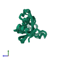 PDB entry 2kb5 coloured by chain, ensemble of 20 models, side view.