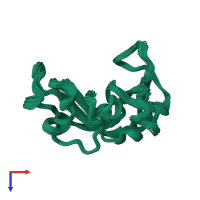 PDB entry 2kb5 coloured by chain, ensemble of 20 models, top view.