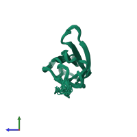 PDB entry 2kbg coloured by chain, ensemble of 20 models, side view.