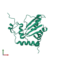 Monomeric assembly 1 of PDB entry 2kbo coloured by chemically distinct molecules, front view.