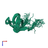 PDB entry 2kbt coloured by chain, ensemble of 20 models, top view.