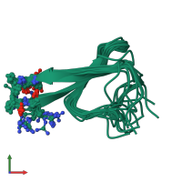 PDB entry 2kbu coloured by chain, ensemble of 15 models, front view.