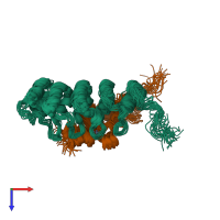 PDB entry 2kbx coloured by chain, ensemble of 20 models, top view.