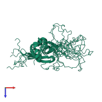 PDB entry 2kc2 coloured by chain, ensemble of 10 models, top view.