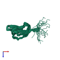 PDB entry 2kcc coloured by chain, ensemble of 20 models, top view.