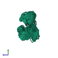 PDB entry 2kcg coloured by chain, ensemble of 20 models, side view.