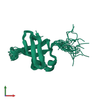 PDB entry 2kcm coloured by chain, ensemble of 20 models, front view.