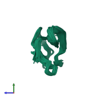PDB entry 2kcn coloured by chain, ensemble of 20 models, side view.