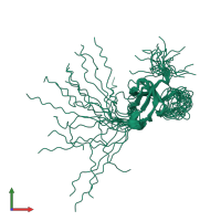 PDB entry 2kcp coloured by chain, ensemble of 20 models, front view.