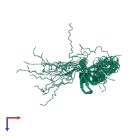 PDB entry 2kcp coloured by chain, ensemble of 20 models, top view.