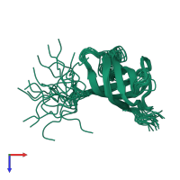 PDB entry 2kct coloured by chain, ensemble of 20 models, top view.